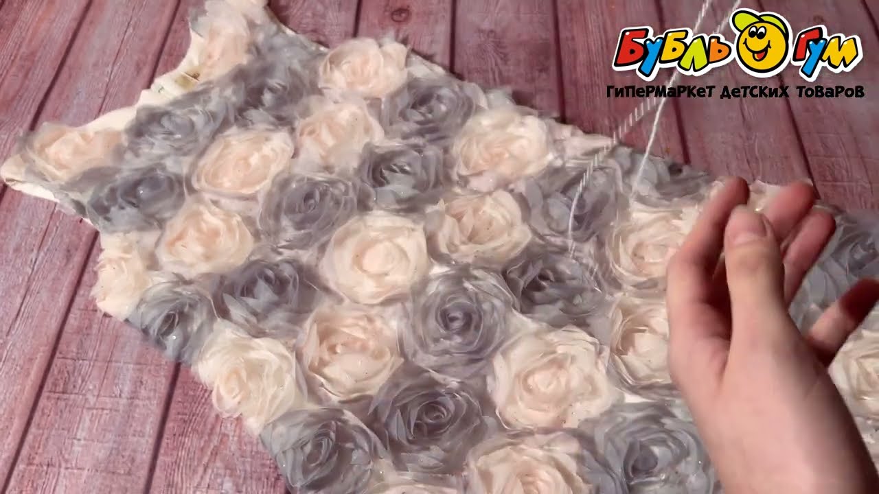 Платье Lanson Kids с декором розы с сумкой персиковое - видео Платье Lanson Kids с декором розы с сумкой персиковое - видео