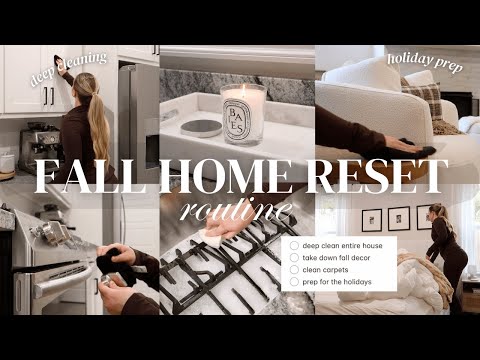 HOME RESET 🧺 🫧deep cleaning our house, taking down fall decor, prepping for christmas decor + more!