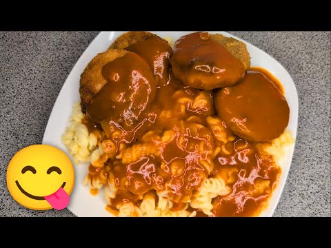 Klassisch Deutsch Jägerschnitzel mit Nudeln und Soße! Achtung, sie werden es immer wieder kochen!