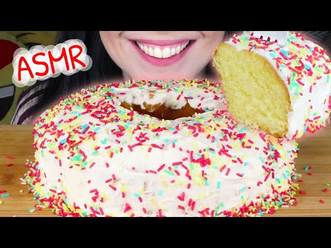 ASMR: SPRINKLED WHITE CAKE | No Talking Mukbang - 먹방 | Real Eating Sounds