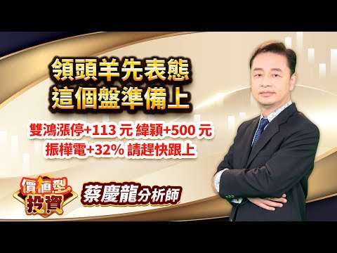 中視【價值型投資】20241114#蔡慶龍：領頭羊先表態這個盤準備上 雙鴻漲停+113 元 緯穎+500 元 振樺電+32% 請趕快跟上 #中視 #中視新聞 #蔡慶龍 #價值型投資 #摩爾證券投顧