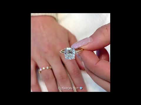 3 carat Cushion Cut Diamond Signature Wrap Solitaire Ring