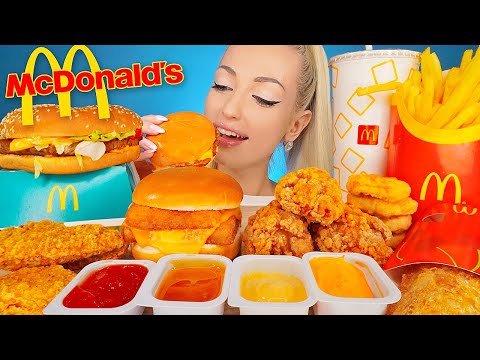 ASMR EATING MCDONALDS, BURGER, FRIED CHICKEN, NUGGETS, FRIES  FAST FOOD  MUKBANG, 맥도날드 먹방