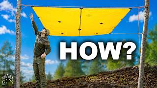 How to get a Rope & Tarp up HIGHER than you can reach — and Get It Back Down in One Pull