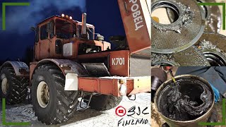 Kirovets huoltoa ja koneen tarkistusta