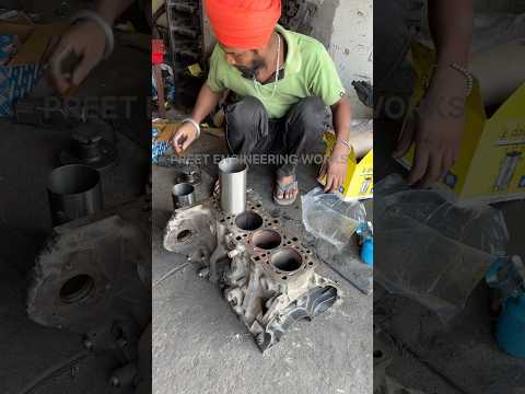 How to sleeve fitting to engine #repair #toptrending #polish #car #mahindra #xuv700 #diesel #ok #oil