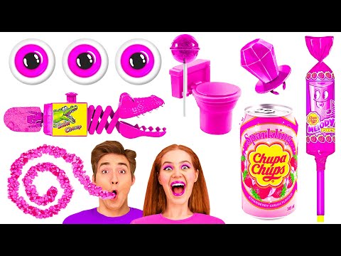 Eating Only Pink Food For 24 Hours Challenge by Fun