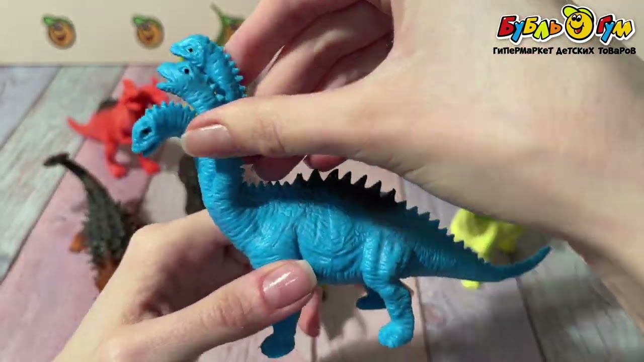 Набор фигурки Динозавров с ярким окрасом 12шт - видео