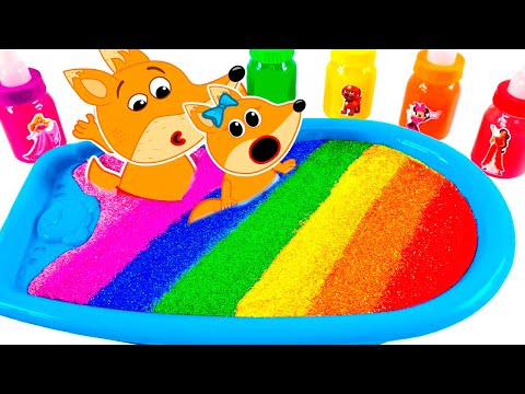 Baby Lucia, Let's go and play with colorful water. Fox Family outdoor adventures with Dad #998