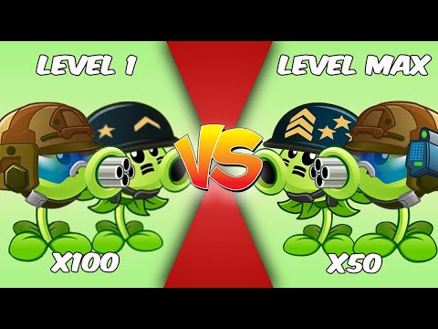 PvZ 2 Challenge - 100 Plants Level 1 Vs 50 Plants Level Max Vs 10 Knight Zombies Level 10