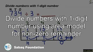 Divide numbers with 1-digit number using area model for non-zero remainder