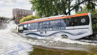 Amphibious Bus Driving Into The Water