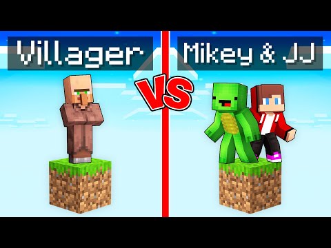 Villager Block vs Mikey & JJ Block Survival Battle in Minecraft (Maizen)