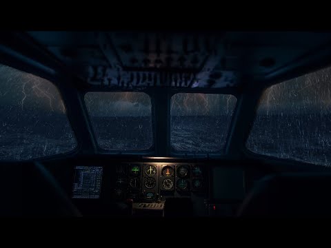 Stormy Night in Middle Ocean - Spend the Night in Cabin Ambience and Fall Asleep in Thunderstorm