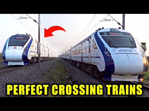 High Speed PERFECT CROSSING TRAINS | RARE Vande Bharat CROSSING Vande Bharat | Indian Railways