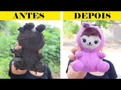 Estou muito exausto depois de lavar esse bichinho de pelúcia | Limpeza de carpete ASMR satisfatória