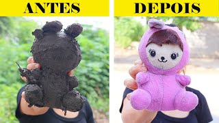 Estou muito exausto depois de lavar esse bichinho de pelúcia | Limpeza de carpete ASMR satisfatória