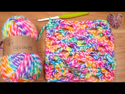 Häkeln | Regenbogen Muster Idee | Loch Muster aus festen Maschen & Luftmaschen