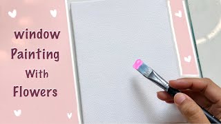 Painting a Window with Beautiful Flowers / Easy Acrylic Painting tutorial for beginners 