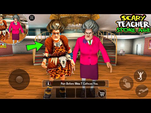 SCARY TEACHER 3D STONE AGE Prank Gameplay😱 #1 scary teacher horror game definition hindi walkthrough