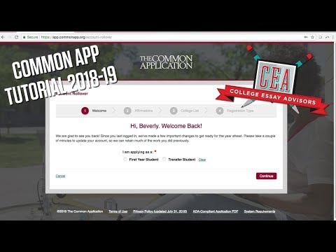 Common Application Tutorial 2018-19: How to Use the...