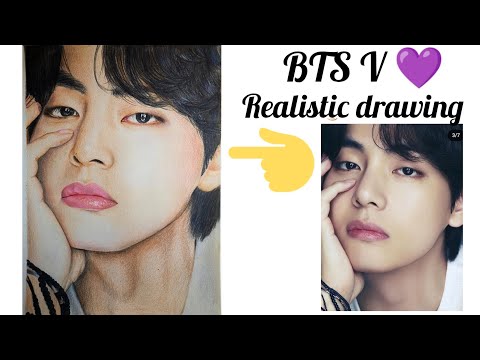 How to draw BTS V 💜 Realistic | V colour pencil drawing | Drawing tutorial | SOUJUZ DRAWING #bts