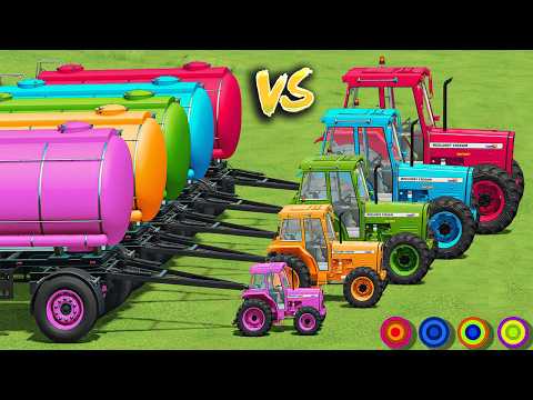 Tiny & BIG TRACTOR & WATER TANKER vs DEEP MUD & TRAILER - TRACTORS vs PARKOUR! Farming Simulator 22