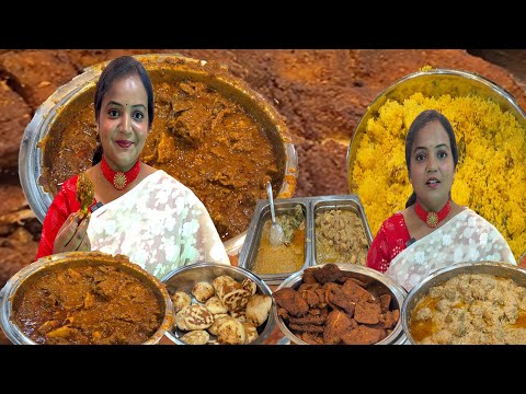 Eating Show In Rice Ceremony - @mutton kosha | Pulao | Fish Fry | Kulcha | Paneer | Potol er Dorma