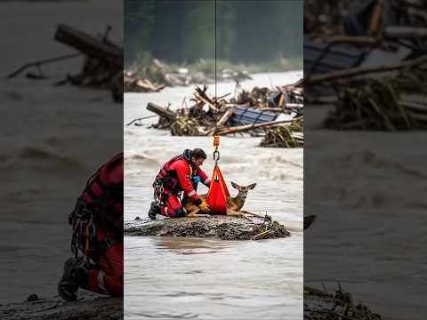 "AI-Generated: Slave Rescue from Flooded River A Life-or-Death Adventure! #wildliferescue #animals