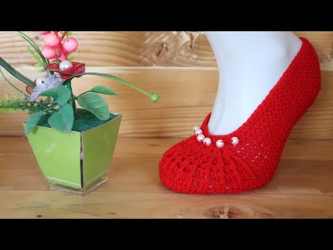 كروشيه سليبر بالوري نسائي سهل جدا للمبتدئين \حياكة جورب نسائي انيق \crochet sleeper very nice