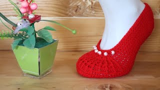 كروشيه سليبر بالوري نسائي سهل جدا للمبتدئين \حياكة جورب نسائي انيق \crochet sleeper very nice