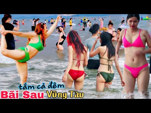 Đông đảo người tắm biển về đêm ở Bãi Sau Vũng Tàu / Du Lịch Vũng Tàu