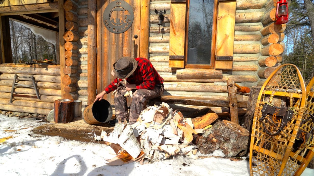 How to Make Birch Tar Preserving Bear Meat Primitive Bushcraft Skills in the Wilderness