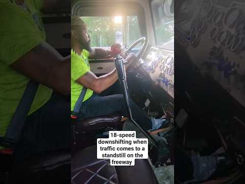 18-speed downshifting #18speed #trucking #peterbilt #6nz #caterpillar #JakeBrake #LoudJakeBrake