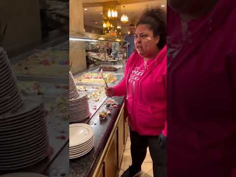 Buffet Chaos: Karen Freaks Out After Being Told to Stop Eating Cake at the Dessert Bar #fyp #karen