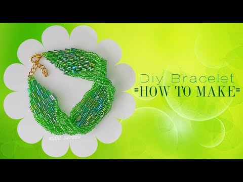 Emerald Waves, Cube beads Bracelet/How to make/Diy