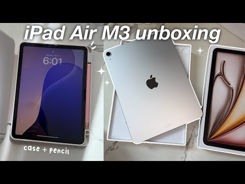 iPad Air M3 aesthetic unboxing (starlight) 📦 setup, accessories, apple intelligence