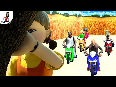 Squid Game Doll vs Granny, Grandpa, Teacher, Baldi ► funny horror granny game mod