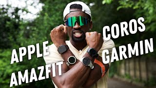running in and testing 4 watches - which running watch is the best? apple, garmin, coros, amazfit