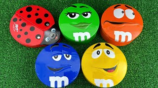 5 Minutes Satisfying with Rainbow M&M'S Candies Unpacking From Glossy Containers ASMR Slime Surprise