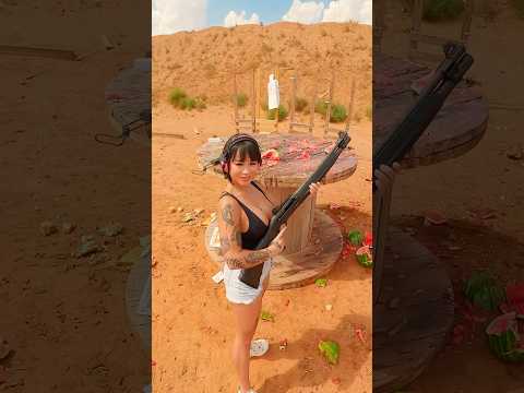 Britney Shoots Shotgun For The First Time #shorts