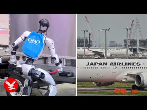 YouTube video thumbnail: Japan Airlines Trials Humanoid Robot as Baggage Handler in Tokyo