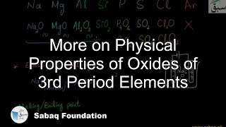 More on Physical Properties of Oxides of 3rd Period Elements