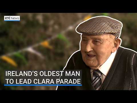 YouTube video thumbnail: 104-Year-old Paddy Claffey to Lead St Patrick’s Day Parade in Clara, Co Offaly
