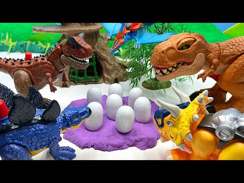 who's dinosaur eggs? DINO Robot Toy Laying Eggs! DINOSAUR EGG Hatching-T-Rex Stegosaurus Mosasaurus