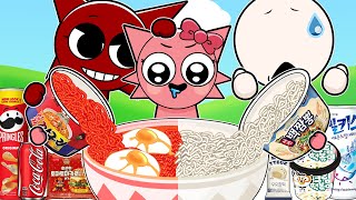Incredibox Sprunki - Mroona VS Wyrum (+BABY) Convenience Store RED WHITE MUKBANG | ASMR | Animation