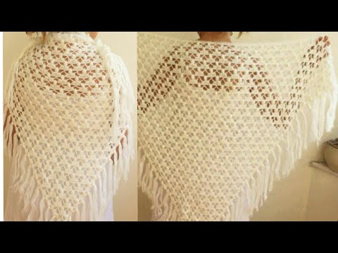 شال كروشيه مثلث شيك ومميز/crochet shawl