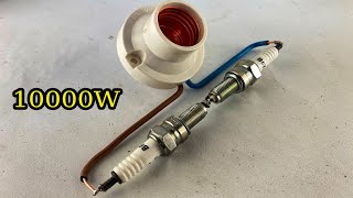 New How to create 220v 10000w electricity energy free use spark plug at home 100%