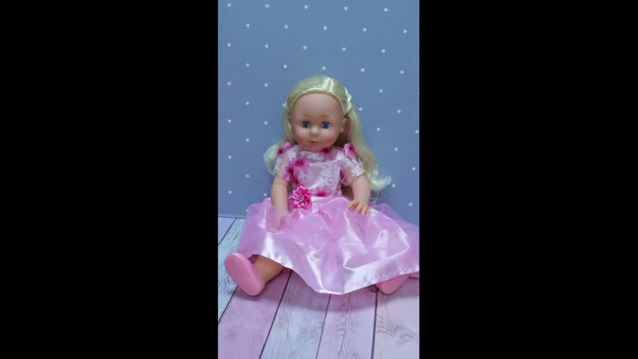 Кукла Ангелина в розовом платье поет песни из мультфильмов 50см от 3лет - видео