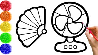 Fans Drawing,Painting and Coloring for Kids. How To Draw Fans for Kids